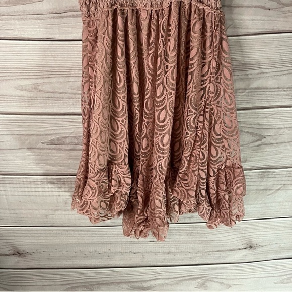 FREE People Adella Crochet Lace Slip Velvet Burnout Dress in Pink - Picture 11 of 12
